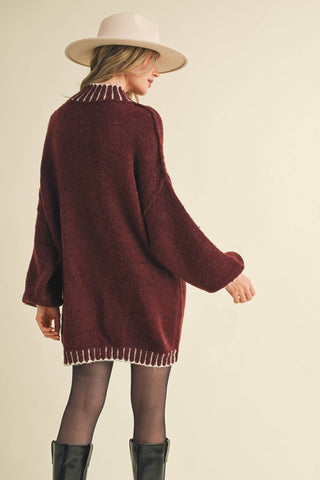 Oversized Mock Neck Sweater in Mauve