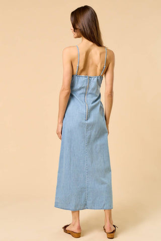 Maxi Denim Dress with Embroidery