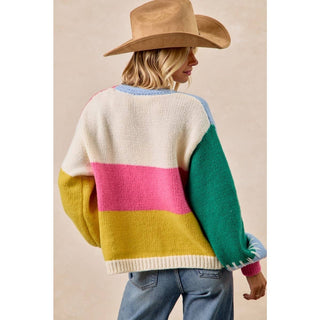 Color Block Cardigan Sweater