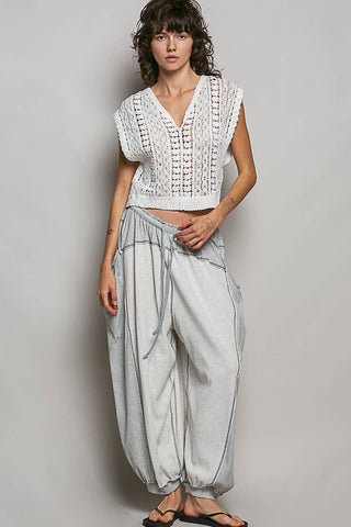 Thermal Double Gauze Rib Mix Pants