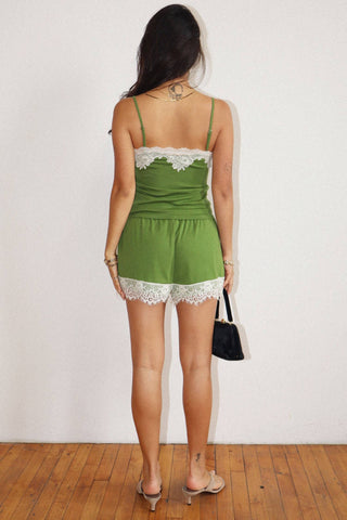 Lace Trim Cami in Basil