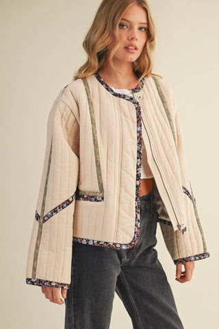 Quilted Jacket in Sand Beige
