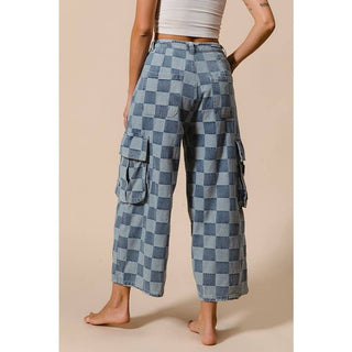 Cargo Checker Pants in Denim