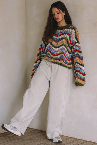 Hand-Knit Multicolor Sweater