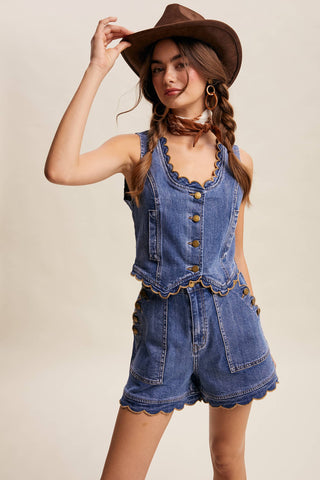 Scallop Drift Denim Set
