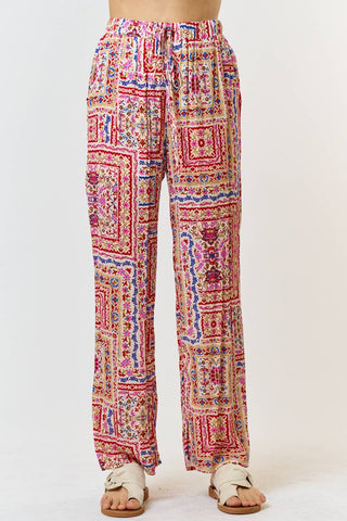 Red Paisley Wide Leg Pant