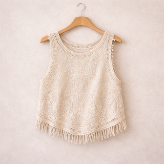Beaded Embellishments Hand-Crocheted Top