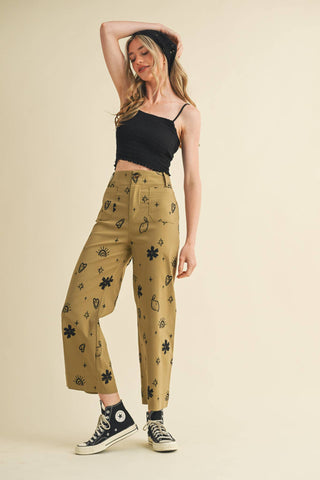 Exclusive Print High Waisted Pants