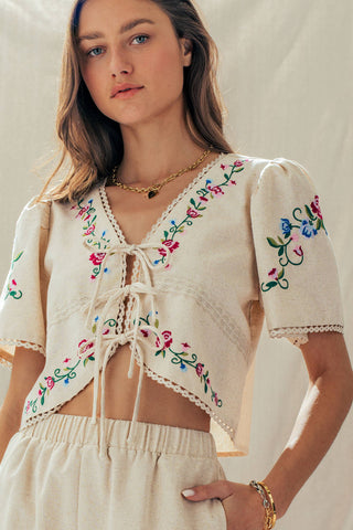 Embroidered Boho Crop Top