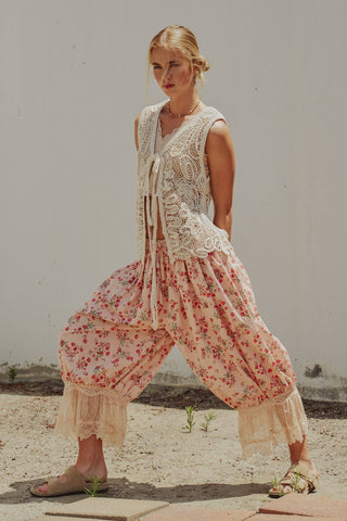 Floral Cotton Balloon Bloomer Pants