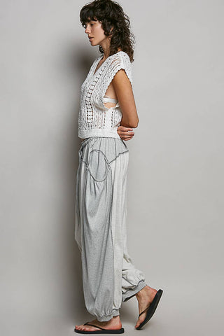 Thermal Double Gauze Rib Mix Pants