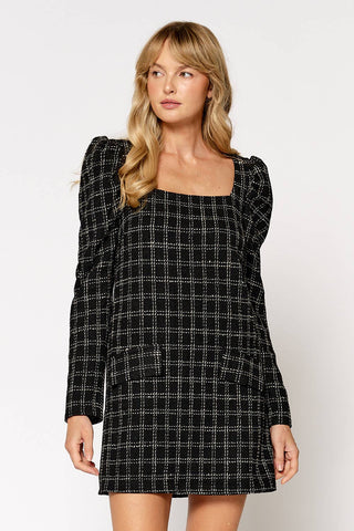 Plaid Puff Sleeve Mini Dress