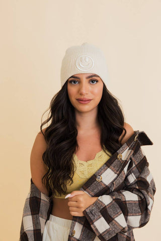 Smiley Beanie in Vanilla