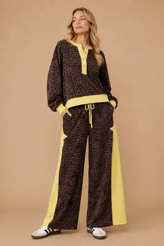 Shooting Star Leopard Wide-Leg Pants
