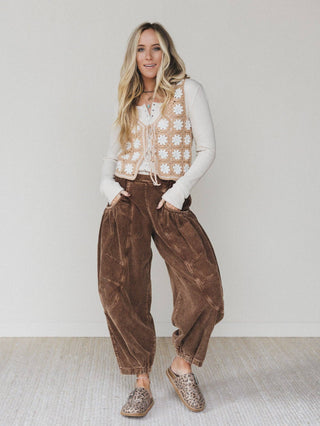 Nora Gathered Barrel Corduroy Pant