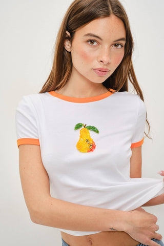 Beaded Pear Ringer Top