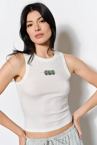 Beaded Olive Tank