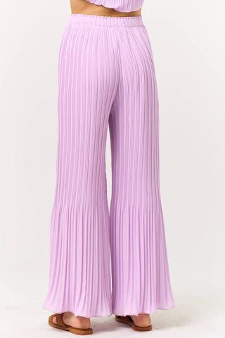 Lavender Tie Front Pleated Set