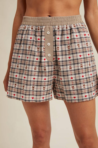 Teddy Bear Plaid Boxer Shorts