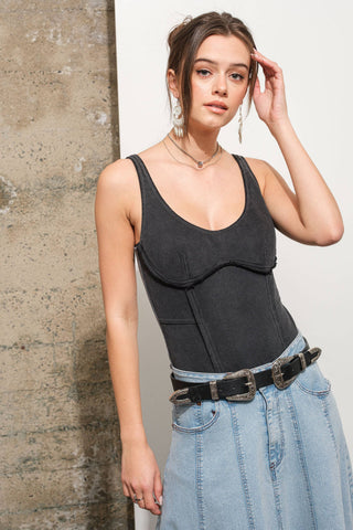 French Terry Bodysuit in Black