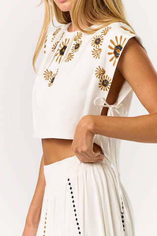 Boho Embroidered Crop Top & Maxi Set