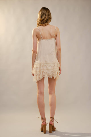 Scallop Lace Slip Mini Dress