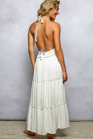 Crochet Tiered Smocked Maxi Dress