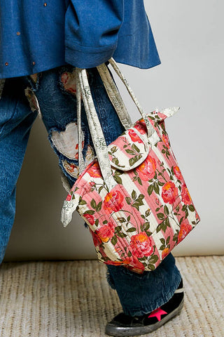 Quilted Rose Tote Bag