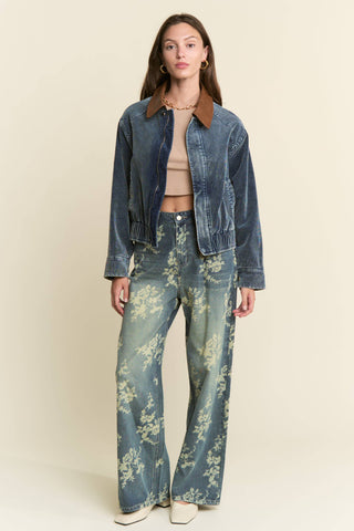 Mineral Washed Corduroy Jacket in Ash Navy