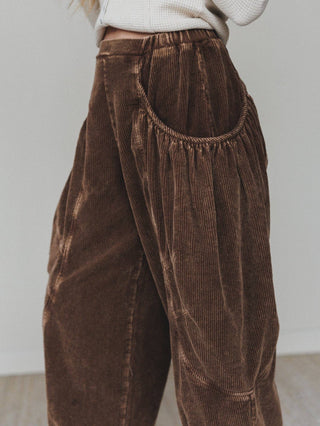 Nora Gathered Barrel Corduroy Pant