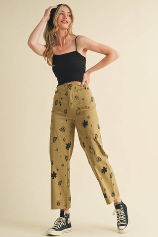 Exclusive Print High Waisted Pants