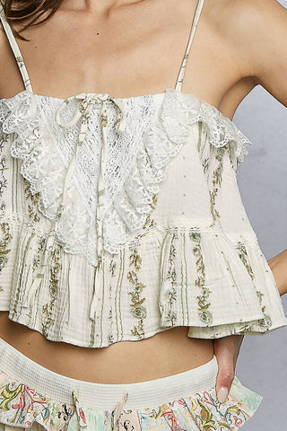Ruffle Lacey Floral Tank