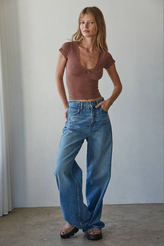 Knit Jacquard Top in Dusty Plum