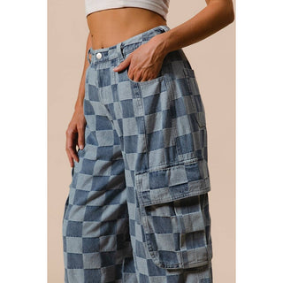 Cargo Checker Pants in Denim