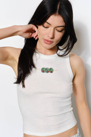 Beaded Olive Tank