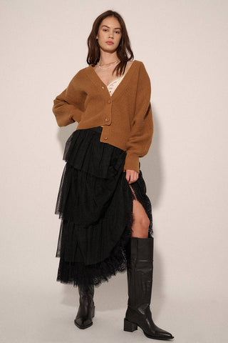 Rib Knit Cardigan in Rust