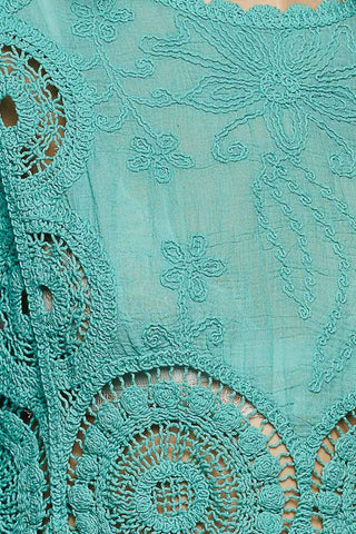 Scalloped Crochet Top in Aqua
