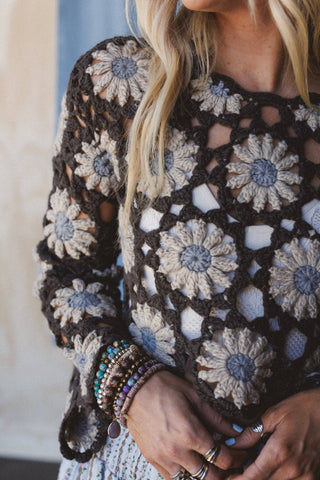 Free To Dream Crochet Top Charcoal