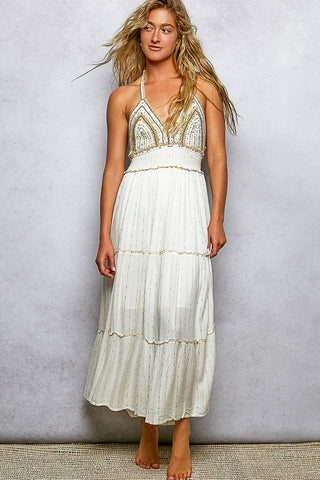 Crochet Tiered Smocked Maxi Dress