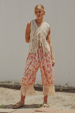 Floral Cotton Balloon Bloomer Pants