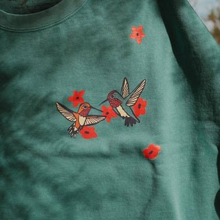 Hummingbirds Sweatshirt in Seafoam