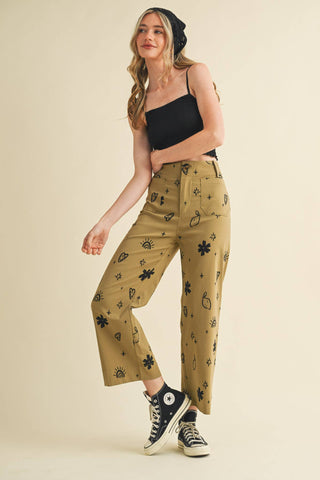 Exclusive Print High Waisted Pants