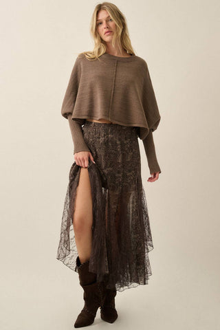 Paisley Chiffon & Lace Godet Maxi Skirt
