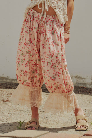 Floral Cotton Balloon Bloomer Pants