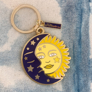 Sun & Moon Enamel Keychain - Stocking Stuffer: Packaged (carded)