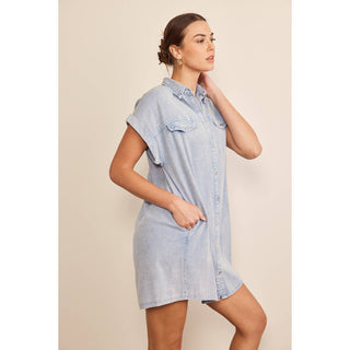 Acid Washed Button Down Dress