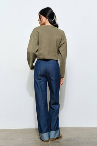 Martini Beaded Sweater in Olive