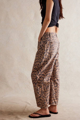 Leopard Mid-waist Tube Jeans