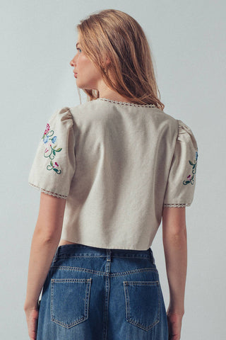 Embroidered Boho Crop Top