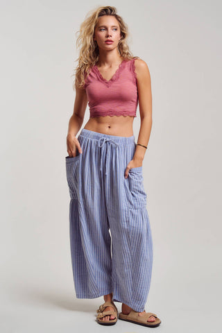 Striped Cotton Harem Pants